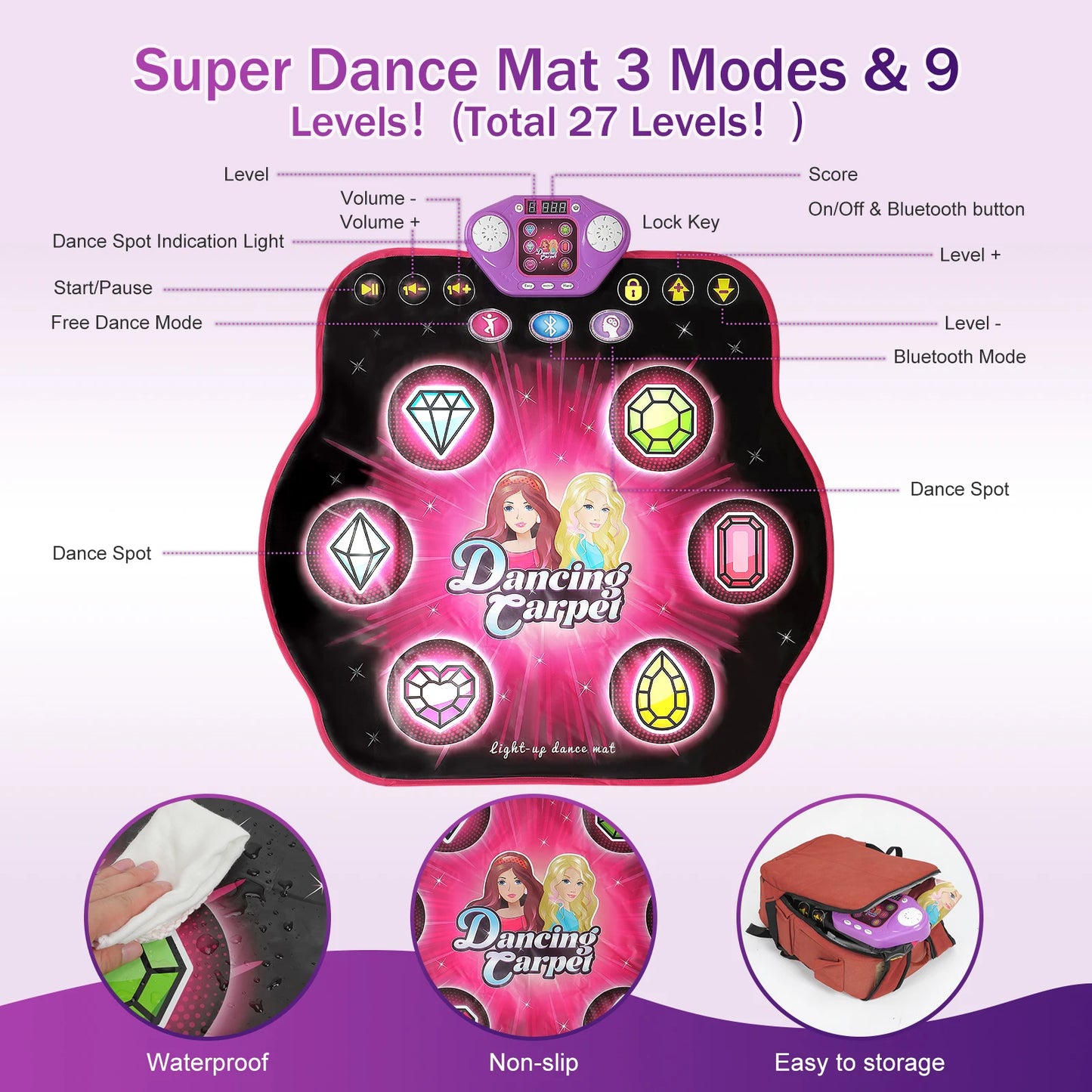 Outdoor Dance Mat 27 Levels for Kids Bluetooth