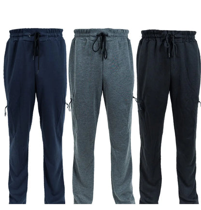 3 Pack Men's Fleece Lined Slim Fit Casual Joggers