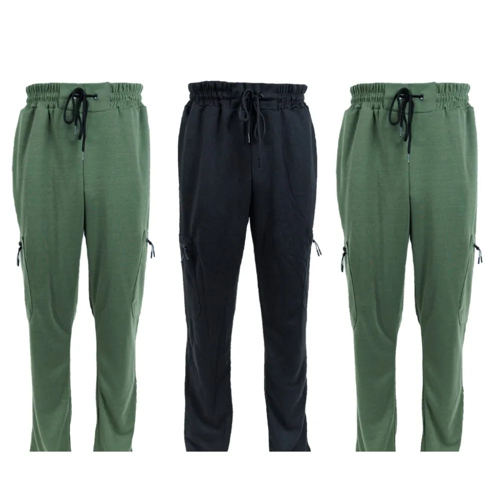 3 Pack Men's Fleece Lined Slim Fit Casual Joggers