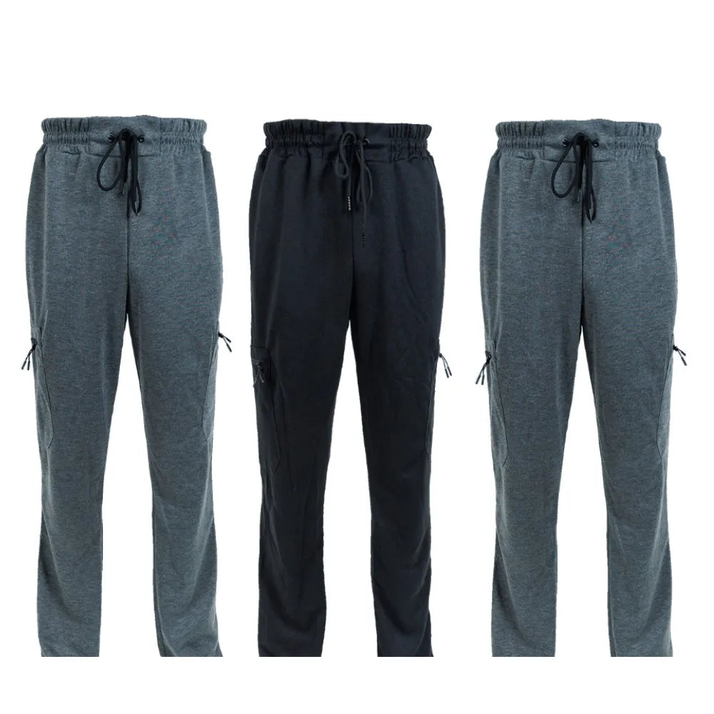 3 Pack Men's Fleece Lined Slim Fit Casual Joggers