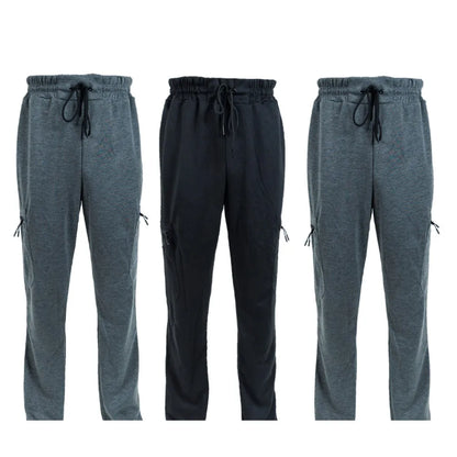 3 Pack Men's Fleece Lined Slim Fit Casual Joggers