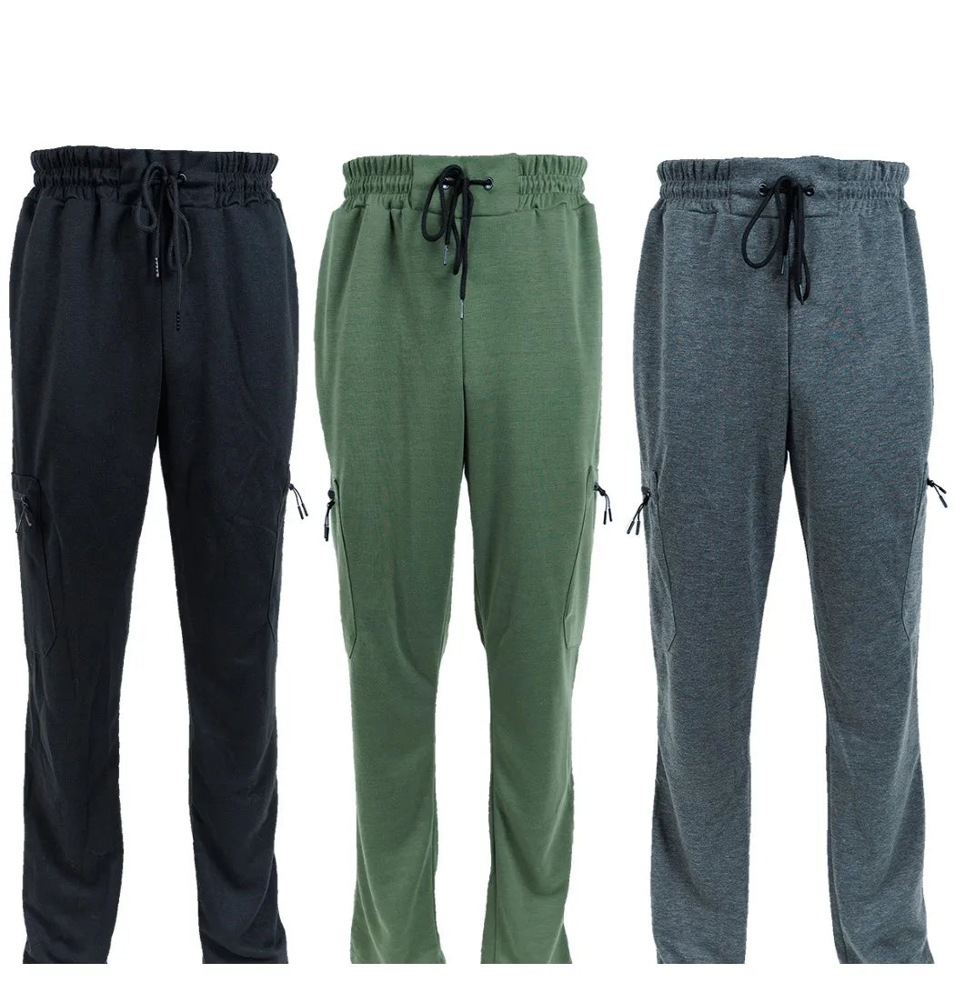3 Pack Men's Fleece Lined Slim Fit Casual Joggers