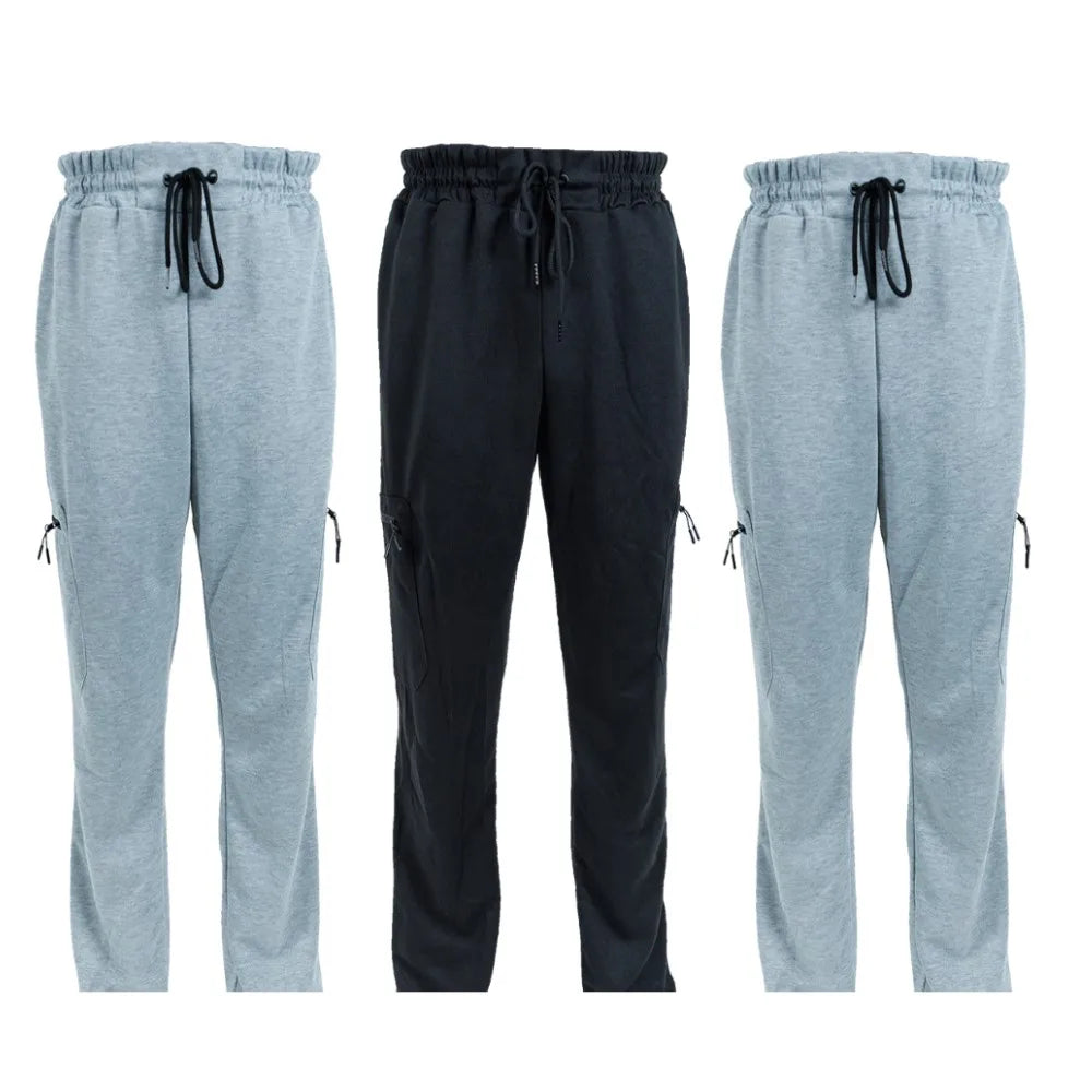 3 Pack Men's Fleece Lined Slim Fit Casual Joggers