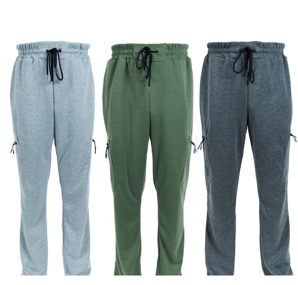 3 Pack Men's Fleece Lined Slim Fit Casual Joggers