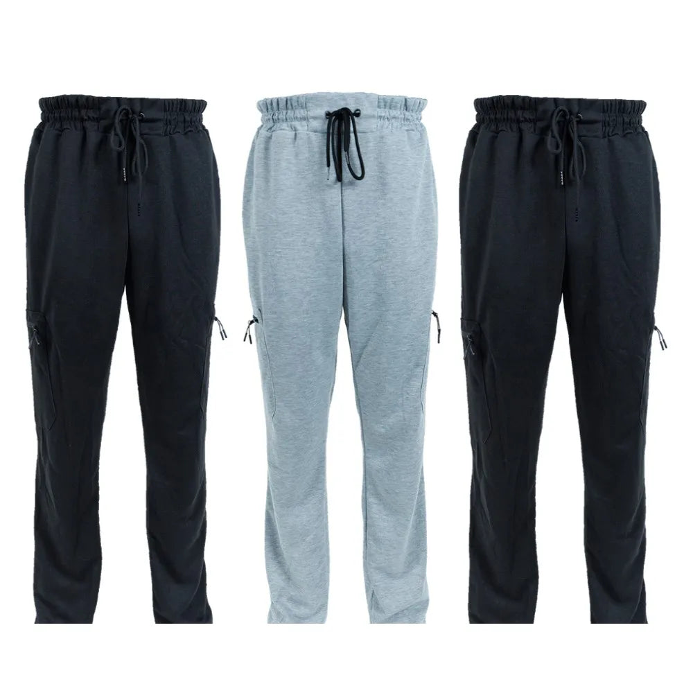 3 Pack Men's Fleece Lined Slim Fit Casual Joggers
