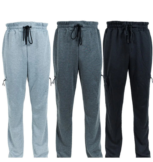 3 Pack Men's Fleece Lined Slim Fit Casual Joggers