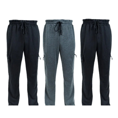 3 Pack Men's Fleece Lined Slim Fit Casual Joggers