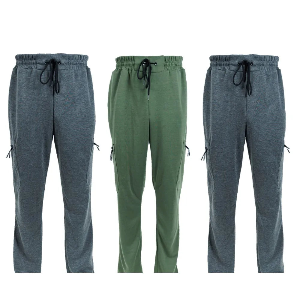 3 Pack Men's Fleece Lined Slim Fit Casual Joggers