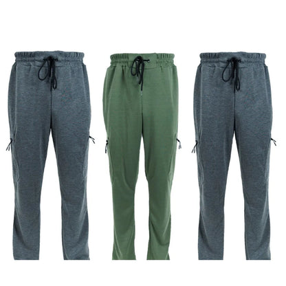 3 Pack Men's Fleece Lined Slim Fit Casual Joggers