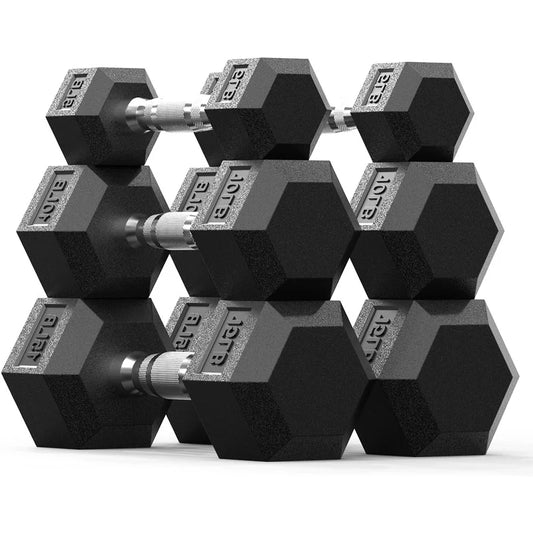 Hex Dumbbell Set with Rack 5lb 10lb 15lb
