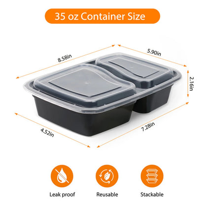 20Pcs Two Grid Lunch Box Disposable Storage Container