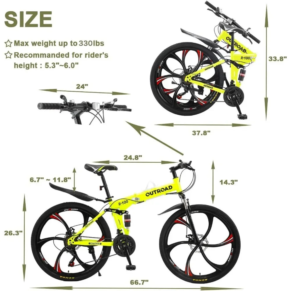 Folding Mountain Bike 21-Speed