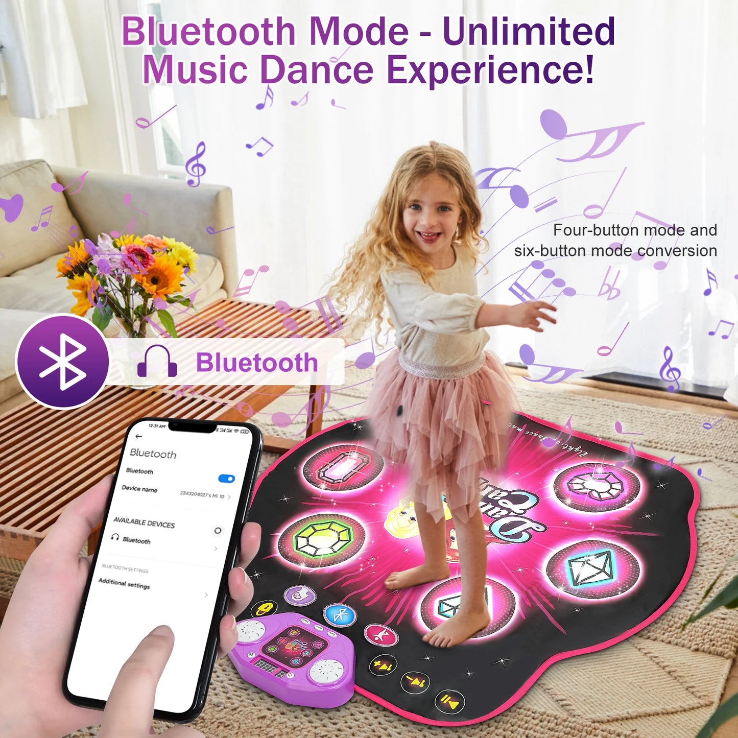 Outdoor Dance Mat 27 Levels for Kids Bluetooth