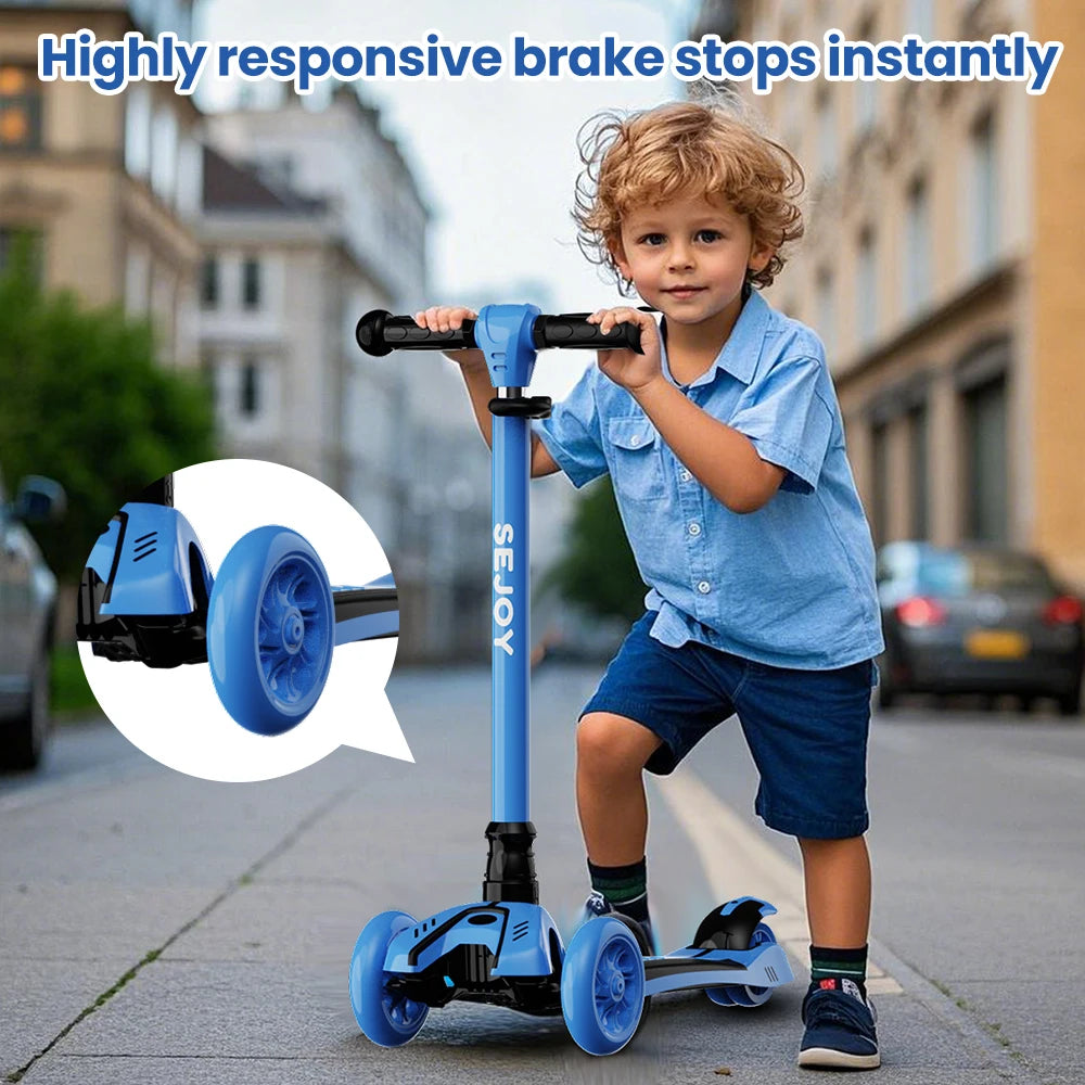 Toddler Kick Scooter for Kids Childrens Foldable Seat Outside Bike Toy Scooter with Adjustable Height/Handlebars