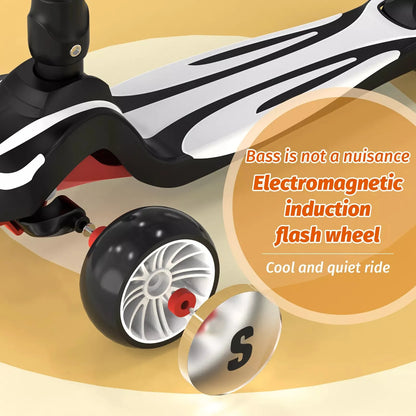 Toddler Kick Scooter for Kids Childrens Foldable Seat Outside Bike Toy Scooter with Adjustable Height/Handlebars