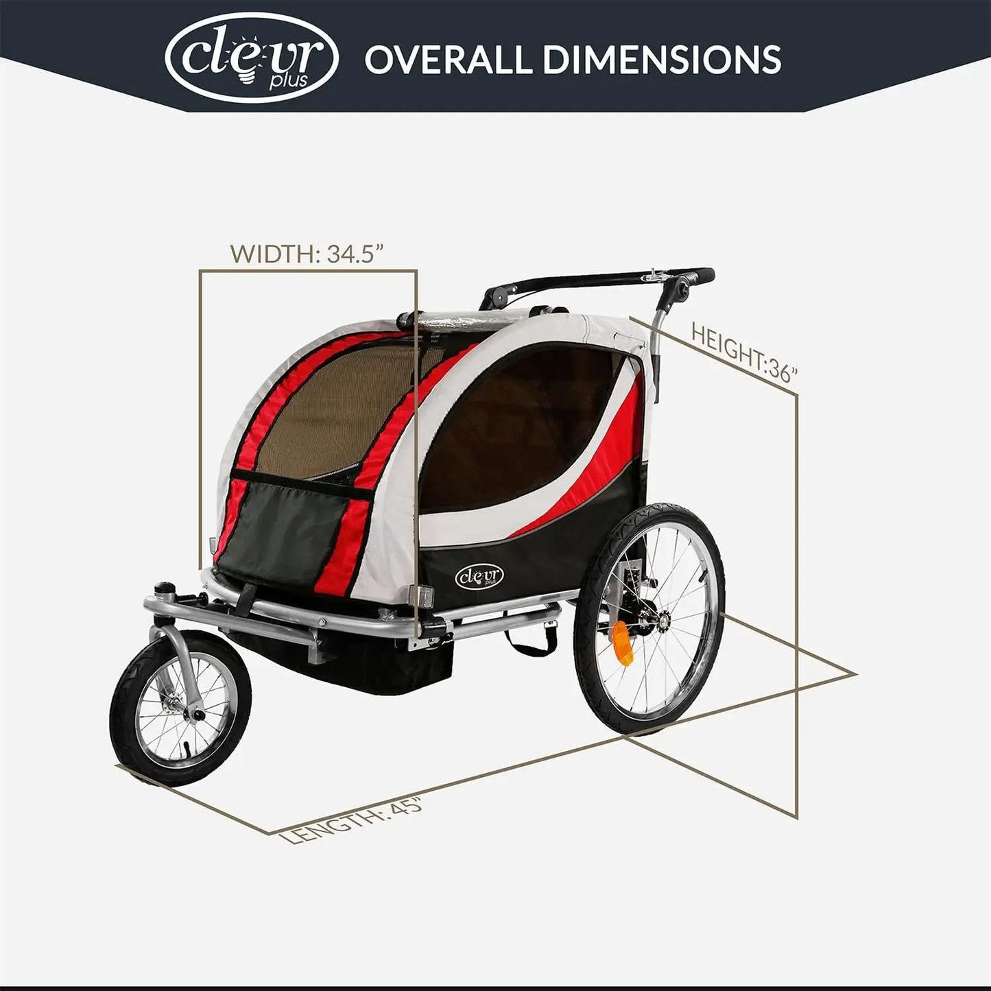 3-in-1 Double 2-Seat Bicycle Trailer Jogger Stroller