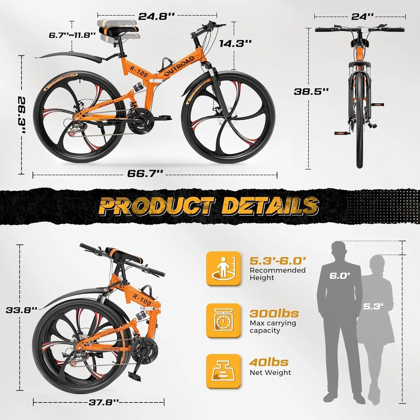 26 Inch Folding Mountain Bike