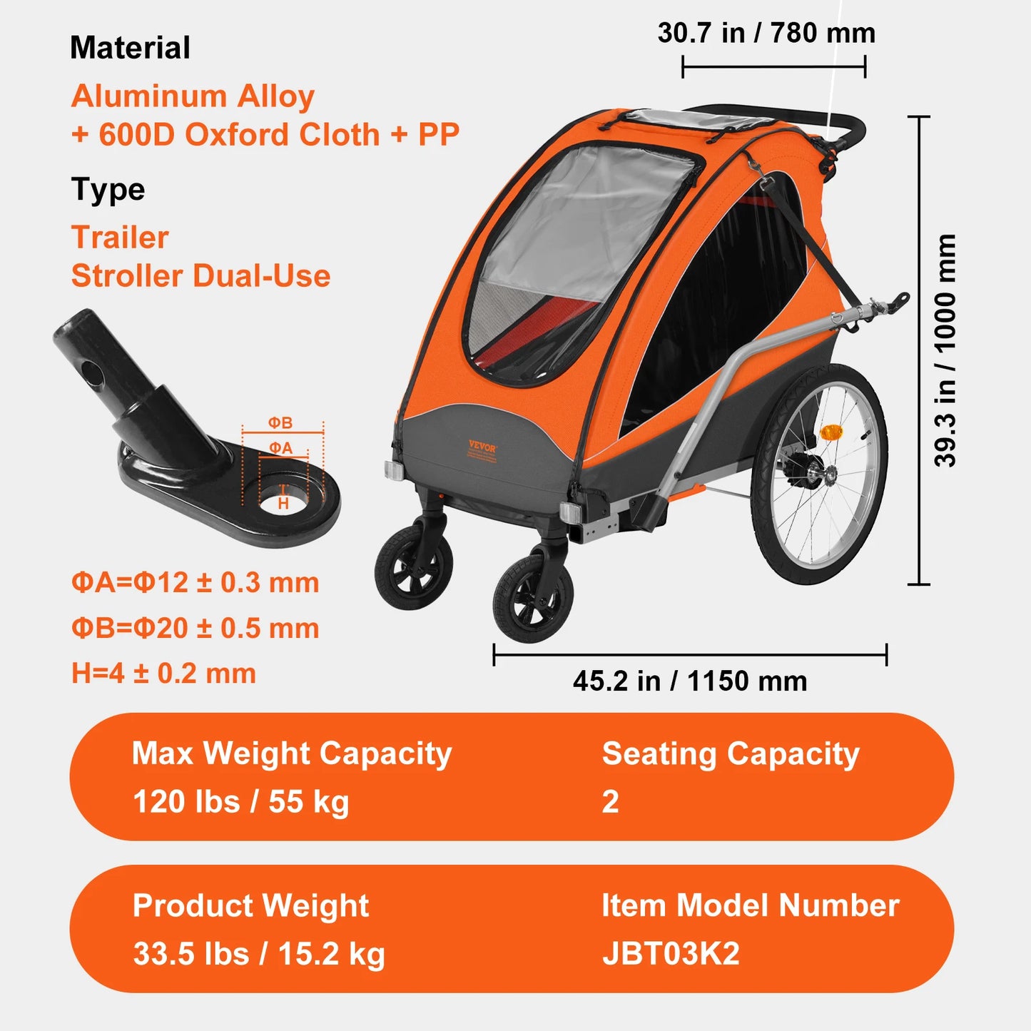 Child Bike Trailer Canopy Carrier