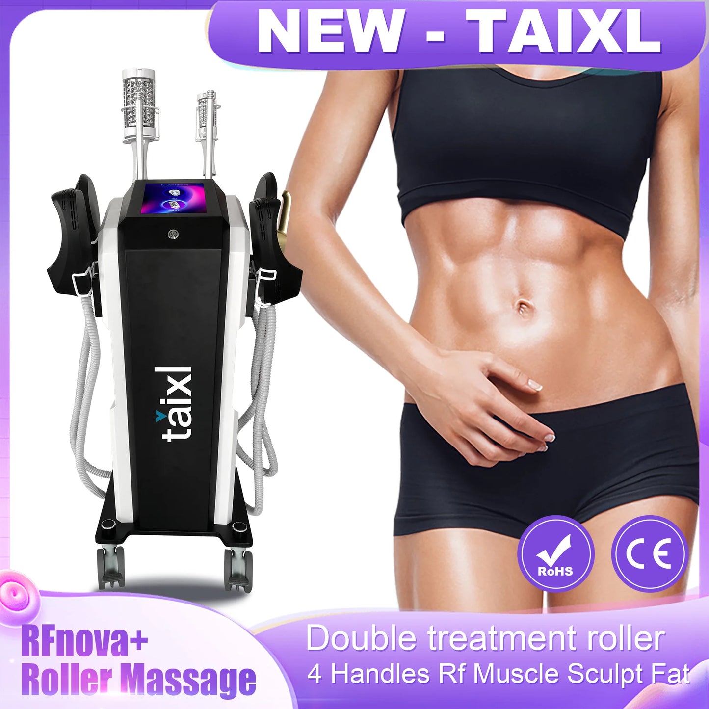 New EMS 2 in 1 Roller Massage Lose Weight Therapy 40K Compressive Micro vibration Vacuum 5D Body slimming Machine