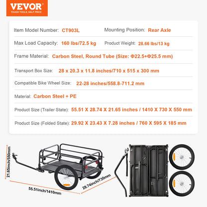Bike Cargo Trailer Foldable Storage